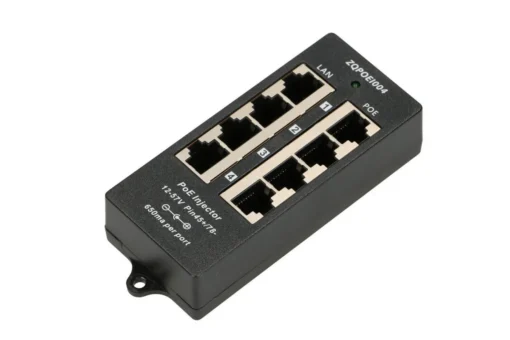 Extralink PoE Injector 4 ports in black case