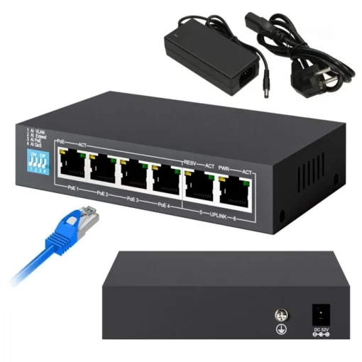 Extralink Switch KRIOS PoE 4x Gigabit PoE/PoE+, 2x RJ45 Uplink Gigabit, 60W - Image 2