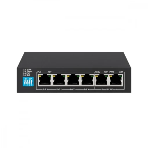 Extralink Switch EUROS V2 6 ports POE 4X 10-100MBPS POE ports + 2X UPLINK ports 802.3AF 60W