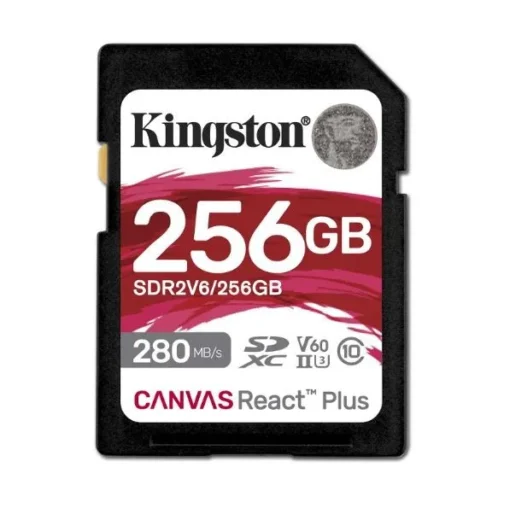 Kingston 256GB React Plus 280/150/MB/s U3 V60 SD Card