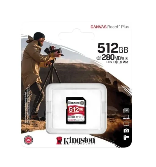 Kingston SD Card 512GB React Plus 280/150/MB/s U3 V60 - Image 2