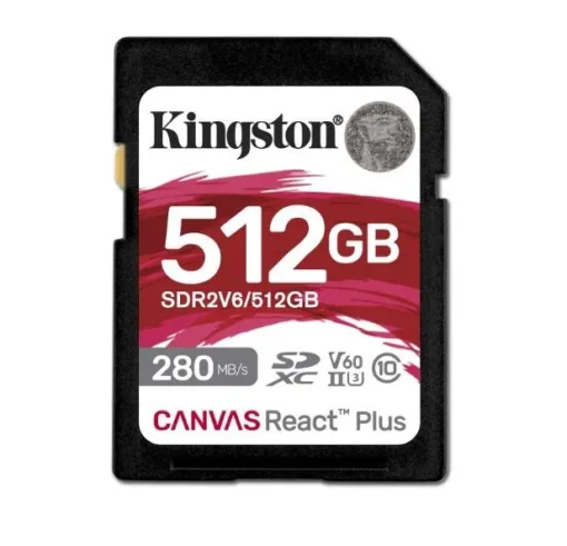 Kingston SD Card 512GB React Plus 280/150/MB/s U3 V60