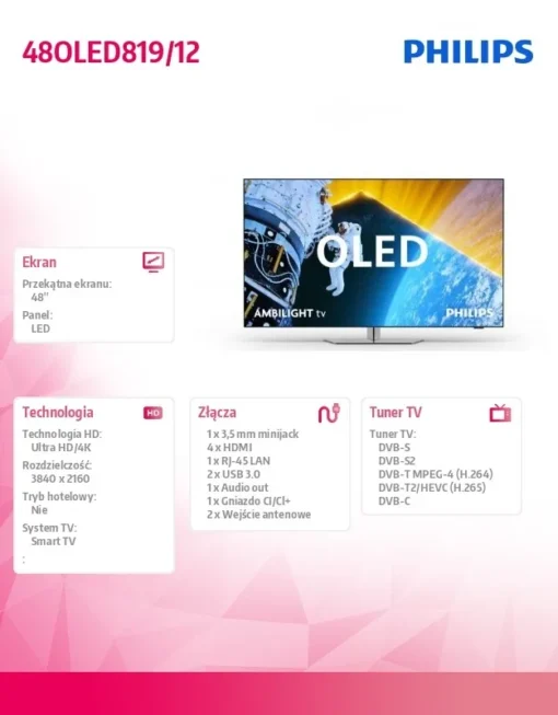 Philips TV 48 inches OLED 48OLED819/12