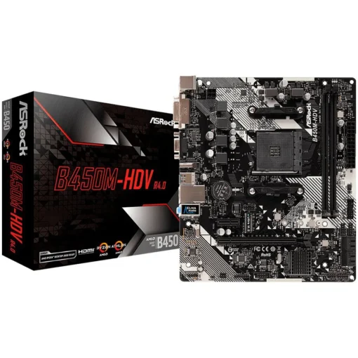 Дънна платка ASROCK Main Board Desktop B450M-HDV R4.0 (SAM42xDDR41xPCI 3.0x161xPCI Ex1SATA III1xM.21xUlraM.2USB3.0GLAN V