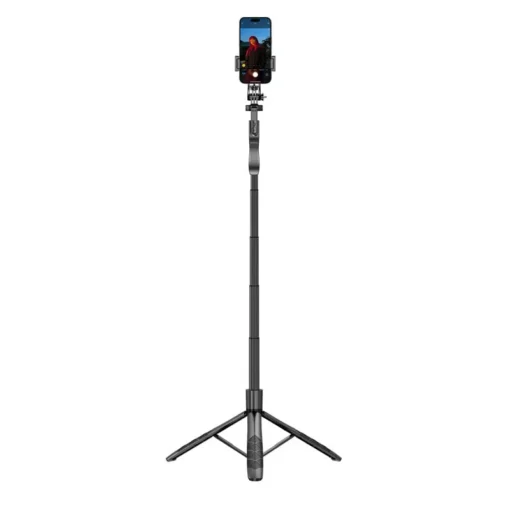 CRONG Aluminium selfie stick Bluetooth tripod black - Image 4