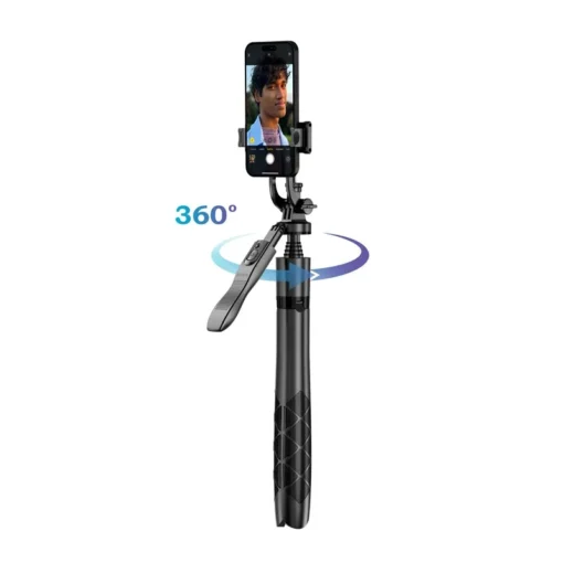 CRONG Aluminium selfie stick Bluetooth tripod black - Image 5