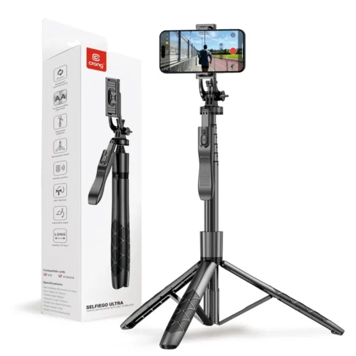 CRONG Aluminium selfie stick синtooth tripod черен