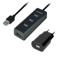 USB хъб AXAGON HUE-S2BP 4x USB3.0 Charging Hub 1.2m Cable MicroUSB Charging Incl. AC Adapter