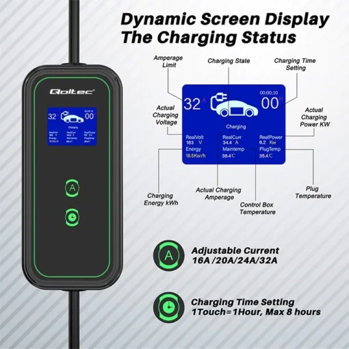 Qoltec Mobile EV charger with adjustable 2in1 - Image 4