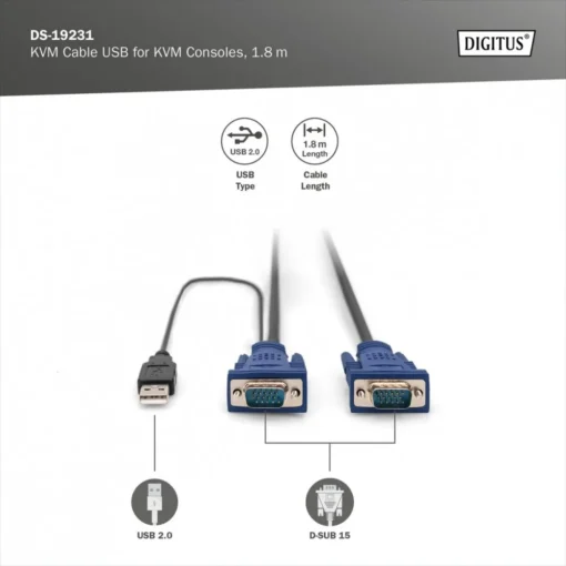 Digitus кабел Octopus for KVM 2xVGA, 2xPS/2, 1xUSB 1,8m - Image 3