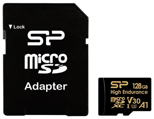 Silicon Power памет card microSDXC High Endurance 128GB V30 UHS-1 U3 A1 24/7 + ADAPTER