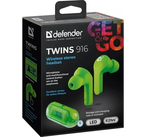 Defender WIRELESS HEADPHONSE TWI NS 916 GREEN - Image 4