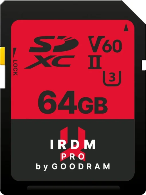 GOODRAM памет card SDXC Iridium PRO 64GB V60 UHS-II U3