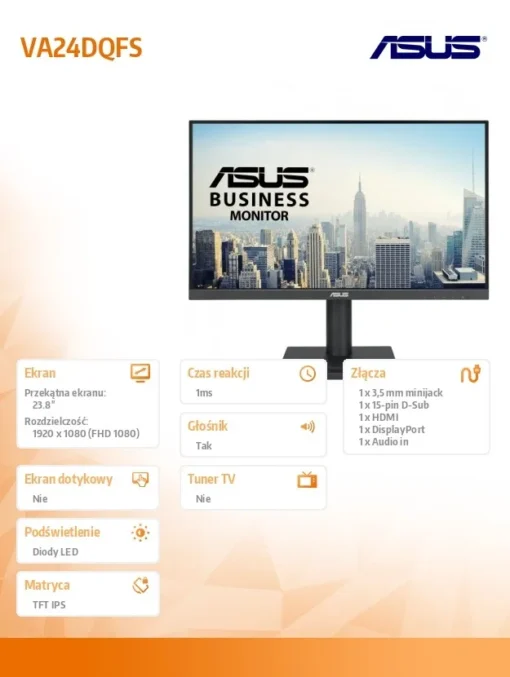 Asus Monitor 24 inch VA24DQFS IPS FHD 100Hz HDMI VGA - Image 3