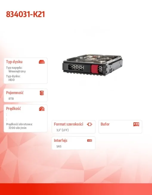 Hewlett Packard Enterprise Disc 8TB SAS 7.2K LFF LP 512e HDD 834031-K21 - Image 2