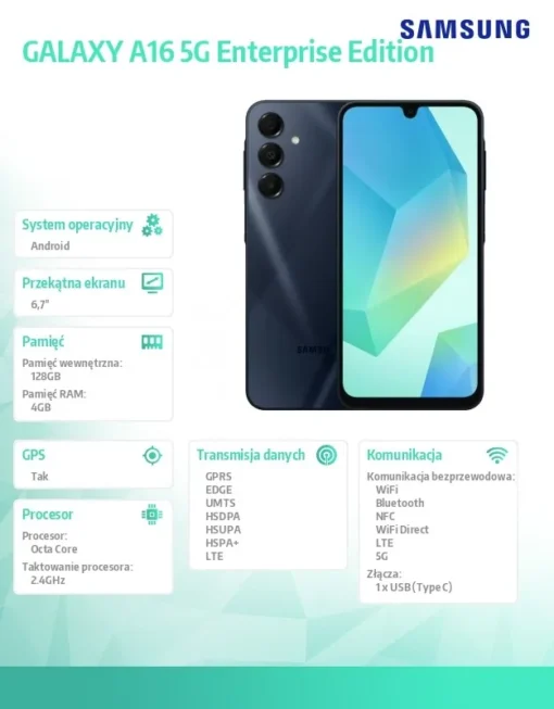 Samsung Smartfon GALAXY A16 5G 4/128 GB черен Enterprise Edition - Image 3