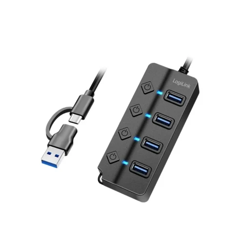 LogiLink USB3.2 Gen1 HUB, 4xUSB-A on/off switch - Image 2