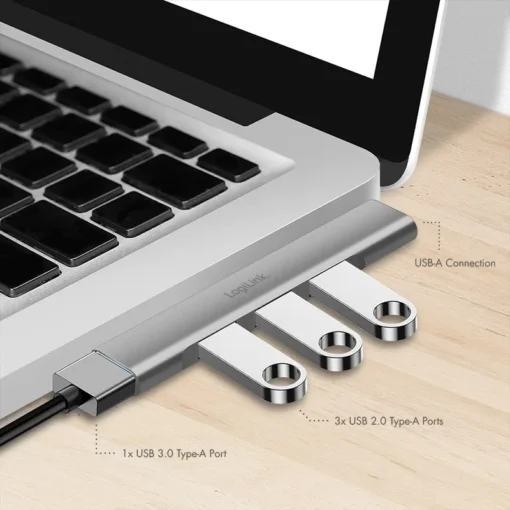 LogiLink Ultraslim USB-A to 1xUSB 3.0 , 3xUSB 2.0 - Image 3