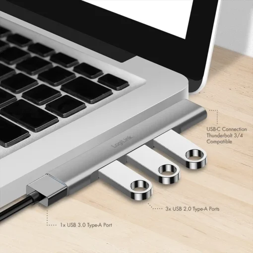 LogiLink Ultraslim USB-C hub to 1xUSB-A 3.0, 3xUSB-A 2. - Image 3