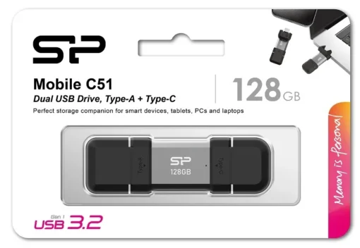 Silicon Power Pendrive C51 128GB USB-A USB-C 120 MB/s Silver