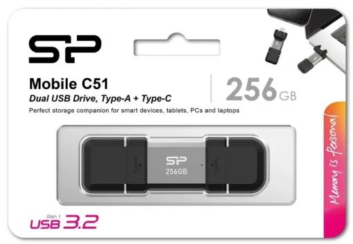 Silicon Power Pendrive C51 256GB USB-A USB-C 200 MB/s Silver