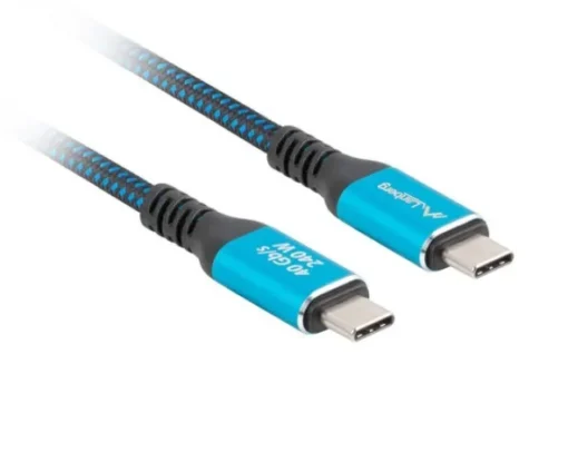 Lanberg Кабел USB-C M/M USB4 1.5M 240W 60HZ czarno-niebieski - Image 5