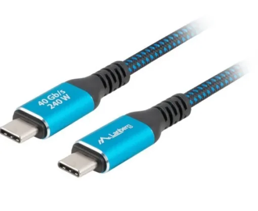 Lanberg Кабел USB-C M/M USB4 1.5M 240W 60HZ czarno-niebieski