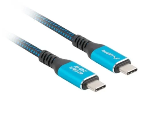 Lanberg Кабел USB-C M/M USB4 2M 240W 8K 60HZ czarno-niebieski - Image 3