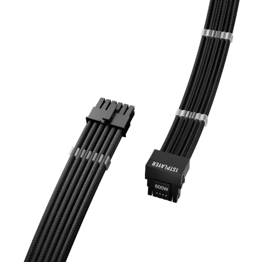 1stPlayer модулен кабел Custom Sleeved Modding Cable Black - PCIe 5.0 12VHPWR M/M - FM2-B-BK - Image 3