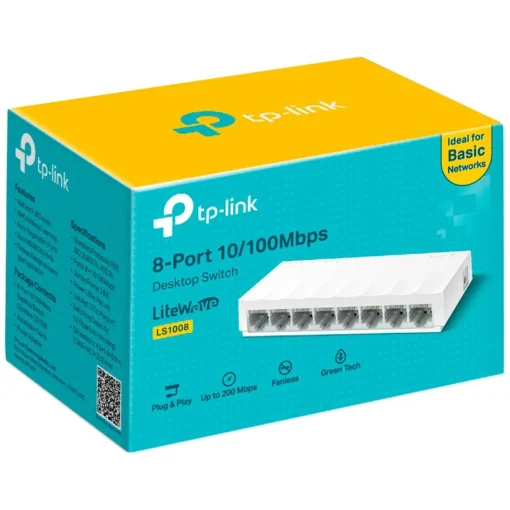 Kомутатор TP-Link LiteWave 8-Port 10/100Mbps Desktop Switch, 8 10/100Mbps RJ45 Ports, Desktop Plastic Case, Green Ethernet technology - Image 8