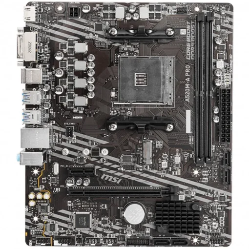 Дънна платка MSI Main Board Desktop A520M-A PRO (A520, AM4, 2xDDR4, 1x PCI-E 3.0 x16 slot,1x M.2 slot,4x USB 3.2 Gen1,2x USB 2.0,1x HDMI,1x DVI-D,Gigabit LAN,7.1 HD Audio, mATX, Retail) - Image 6