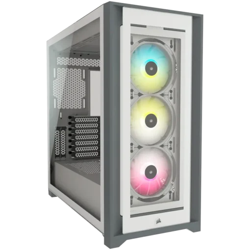 Кутия за компютър Corsair iCUE 5000X RGB Tempered Glass Mid-Tower Smart Case White