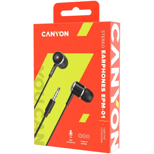 Слушалки CANYON Stereo earphones with microphone, Black - Image 11