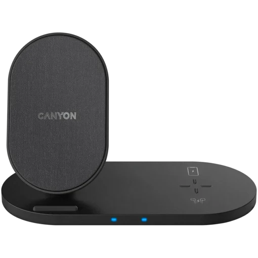 Зарядно за мобилен телефон CANYON wireless charger WS-202 10W 2in1 Black