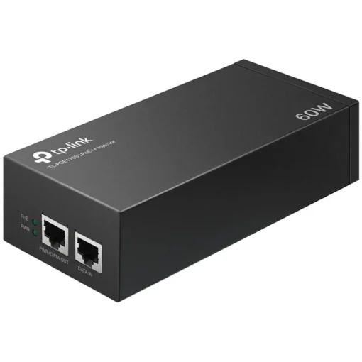 TP-Link TL-POE170S PoE++ Injector Adapter 1× Gigabit PoE Port 1× Gigabit Non-PoE Port 802.3bt/at/af Compliant 60 W PoE P