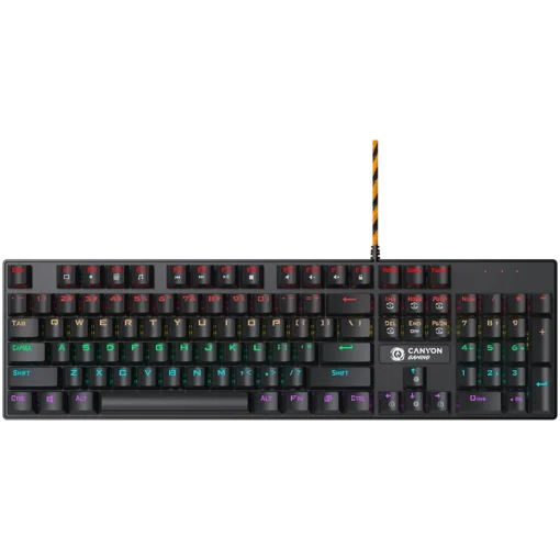 Геймърска клавиатура CANYON keyboard Deimos GK-4 Rainbow US Wired Black