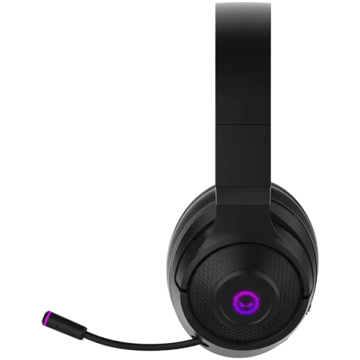 Геймърски слушалки LORGAR Noah 701, gaming headset with microphone, 2.4GHz USB dongle + BT 5.1 Realtek 8763, battery 1000mAh, type-C charging cable 0.8m, audio cable 1.5m, size:195*185*80mm, 0.28kg. Black - Image 8