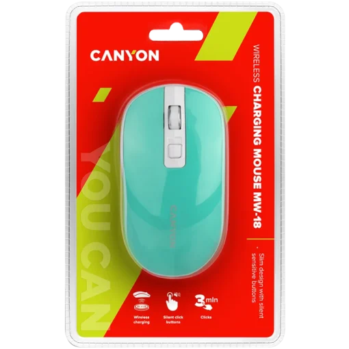 Безжична мишка CANYON mouse MW-18 EU Wireless Charge Aquamarine - Image 11