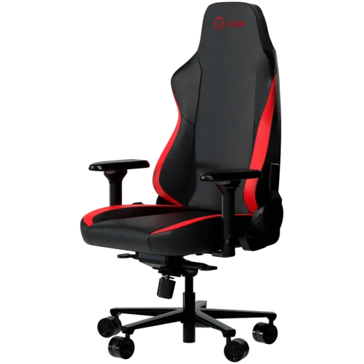 Геймърски стол LORGAR Embrace 533, Gaming chair, PU eco-leather, 1.8 mm metal frame, multiblock mechanism, 4D armrests, 5 Star aluminium base, Class-4 gas lift, 75mm PU casters, Black + red - Image 7