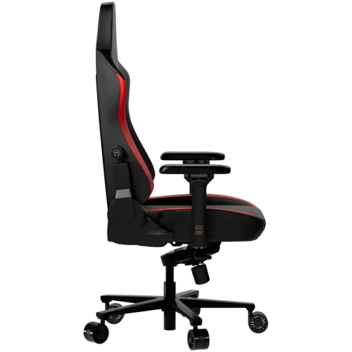 Геймърски стол LORGAR Embrace 533, Gaming chair, PU eco-leather, 1.8 mm metal frame, multiblock mechanism, 4D armrests, 5 Star aluminium base, Class-4 gas lift, 75mm PU casters, Black + red - Image 8