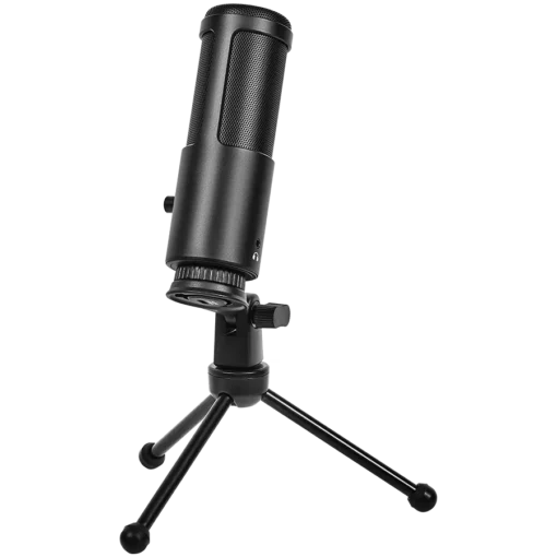 Геймърски микрофон LORGAR Voicer 521, Gaming Microphone, Black, USB condenser mic with Volume Knob, 3.5MM headphonejack, mute button and led indicator, package including 1x F5 Microphone, 1 x 2M type-C USB Cable, 1 xTripod Stand - Image 8