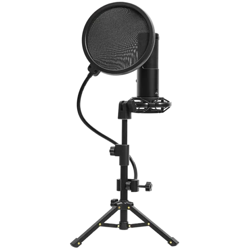 Геймърски микрофон LORGAR Voicer 721, Gaming Microphone, Black, USB condenser microphone with tripod stand and pop filter, including 1 microphone, 1 metal tripod, 1 plastic shock mount, 1 windscreen cap, 2m USB Type C cable, 1 pop filter, 1 tripod mo - Image 8