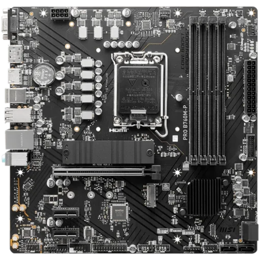 Дънна платка MSI PRO B760M-P, mATX, LGA 1700, Dual Channel DDR5 6800, 1x PCIe x16 slots, 2x M.2 slots, 1x HDMI, 1x DP, 1x VGA, 1x USB 3.2 Gen 2 Type-C, 1x USB 3.2 Gen 1, 4x USB 2.0, 7.1 HD Audio, 1Gbps LAN, 3Y - Image 6