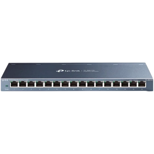 Kомутатор TP-Link TL-SG116P 16-Port Gigabit Desktop Switch with 16-Port PoE+ 802.3at/af 120 W PoE Power Desktop Steel Ca