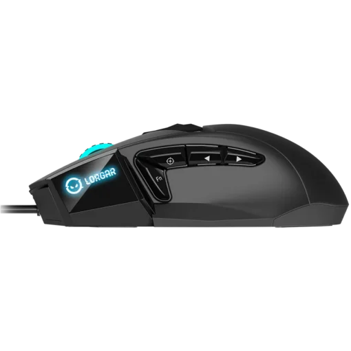 Геймърска мишка LORGAR Stricter 579, gaming mouse, 9 programmable buttons, Pixart PMW3336 sensor, DPI up to 12 000, 50 million clicks buttons lifespan, 2 switches, built-in display, 1.8m USB soft silicone cable, Matt UV coating with glossy parts and - Image 14