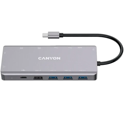 USB хъб CANYON hub DS-12 13in1 4k USB-C Dark Grey