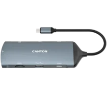 USB хъб CANYON hub DS-15 8in1 4k USB-C Dark Grey