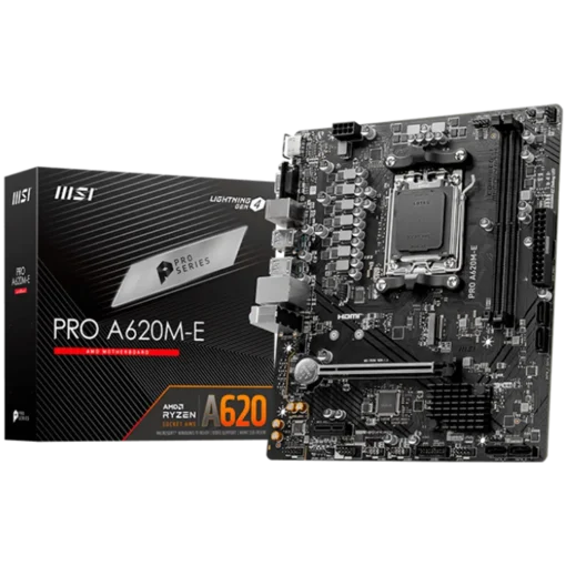 Дънна платка MSI PRO A620M-E mATX Socket AM5 Dual Channel DDR5 6800+MHz 1x PCIe x16 slot 1x M.2 slot 1x HDMI 1x VGA 2x U