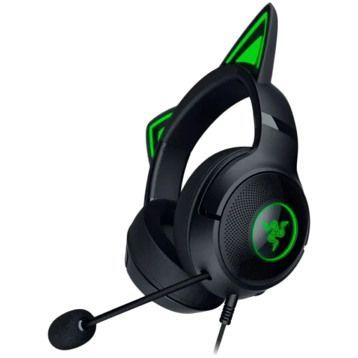 Геймърски слушалки Kraken Kitty V2 - Black Gaming headset Kitty Ears Stream Reactive Lighting HyperClear Cardioid Mic 40