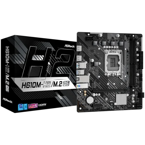 Дънна платка ASROCK MB Desktop H610M-H2/M.2 S1700 2x DDR5 1x PCIe 4.0 x16 1x PCIe 3.0 x1 1x SSD Ultra M.2 PCIe 4x SATA3